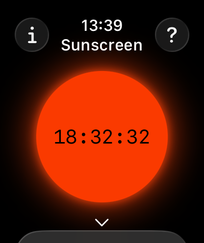 A red-orange sun with eighteen and a half hours left — very high UV.