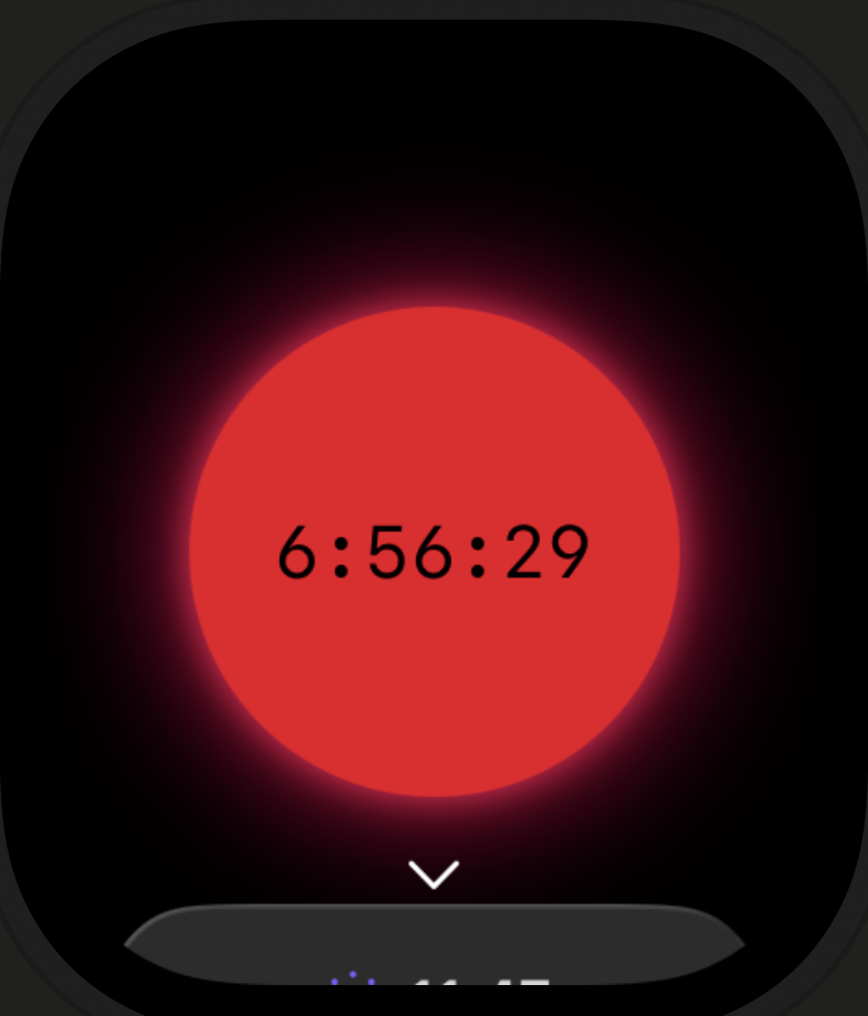 A deep red sun with just under seven hours left — extreme UV.
